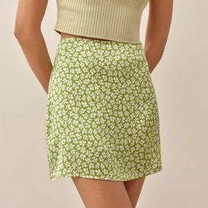 Reformation Benson Floral Print Mini Skirt Green Size 6
